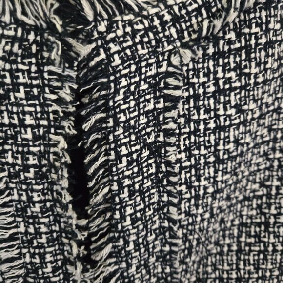 Nanette Lepore Tweed Frayed Blazer In Very Black Lady Jacket Pearl Button Size M - Picture 6 of 9